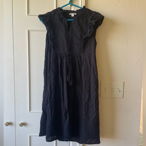 NWOT WHISTLES Black Pintuck Frill Cotton Dress Size 6 - Picture 7 of 9